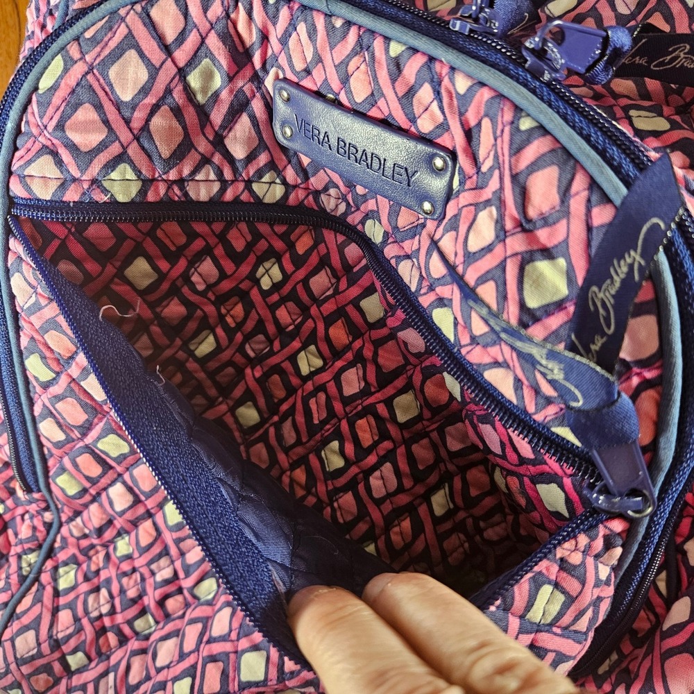Vera Bradley‎ Backpack Katalina Pink Diamonds Campus Laptop Book Bag Pink Blue - Picture 6 of 13